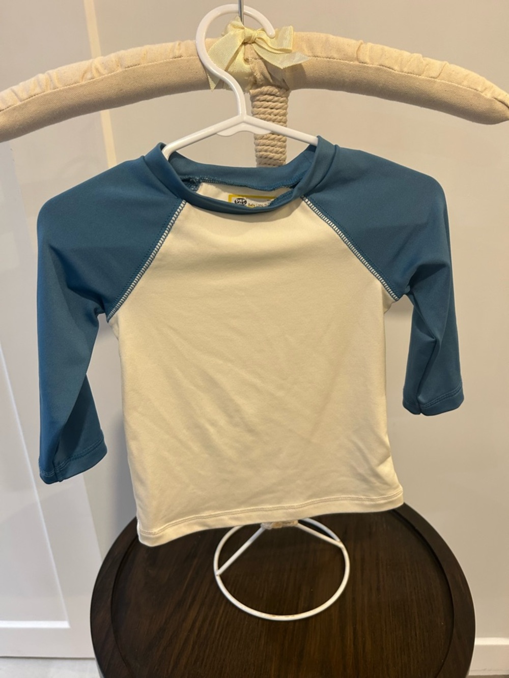 Cat & Jack Cream Body Blue Raglan Kids Swim Rashguard